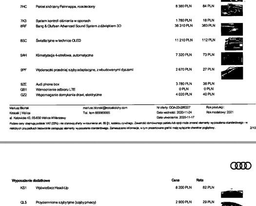 Audi S8 cena 533333 przebieg: 59900, rok produkcji 2021 z Warszawa małe 436